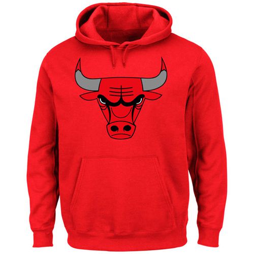 Chicago Bulls Majestic Current Logo Tech Patch Pullover Hoodie Red - Click Image to Close