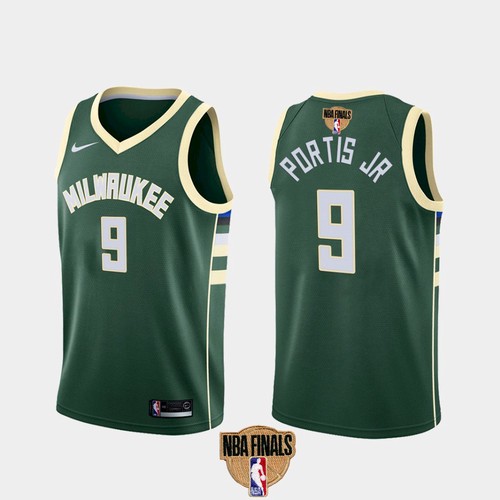 Men's Milwaukee Bucks #9 Bobby Portis JR 2021 NBA Finals Green Association Edition Stitched NBA Jersey - Click Image to Close