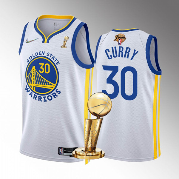 Men's Golden State Warriors #30 Stephen Curry White 2022 NBA Finals Champions Stitched Jersey - Click Image to Close