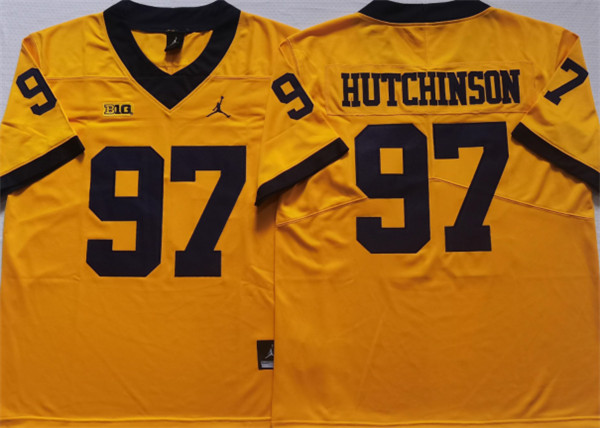 Michigan Wolverines #97 HUTCHINSON Yellow Stitched Jersey