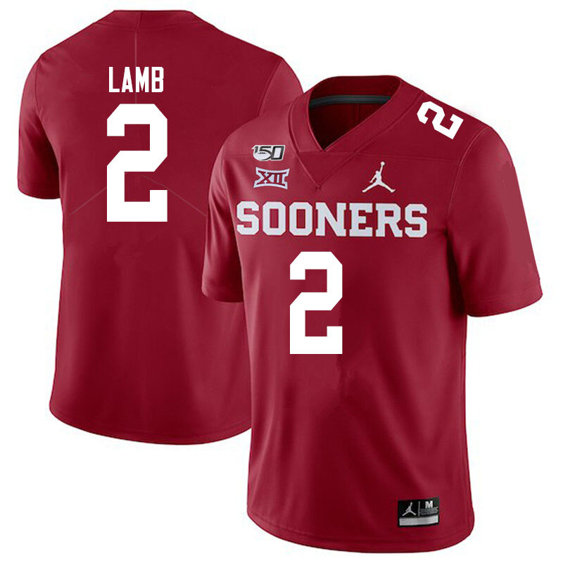 Oklahoma Sooners #2 CeeDee Lamb Red 150th Season Stitched NCAA Jersey - Click Image to Close