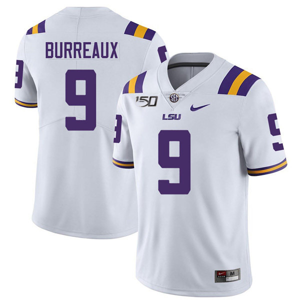 LSU Tigers #9 Joe Burreaux White With 150th Patch Limited Stitched NCAA Jersey