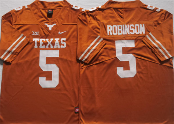 Texas Longhorns #5 ROBINSON Orange Stitched Jersey - Click Image to Close