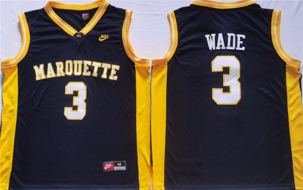 Marquette Golden Eagles #3 Dwyane Wade Black Stitched Jersey - Click Image to Close