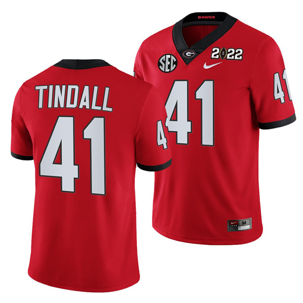 Georgia Bulldogs #41 Channing Tindall 2022 Patch Red College Football Stitched Jersey