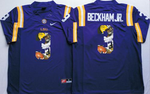 LSU Tigers #3 Odell Beckham Jr Purple Player Fashion Stitched NCAA Jersey - Click Image to Close