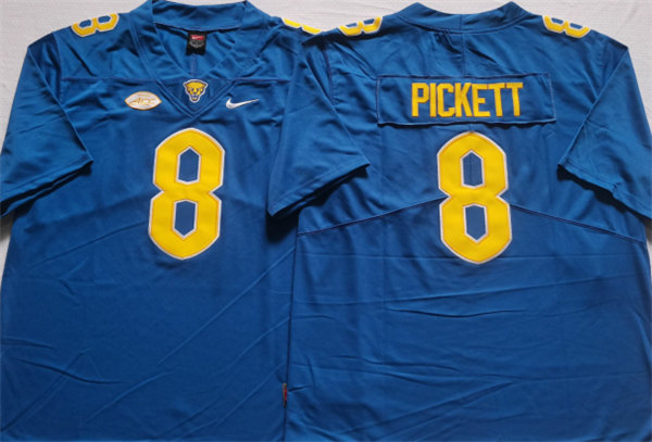 Pittsburgh Panthers #8 PICKETT Blue Stitched Football Jersey