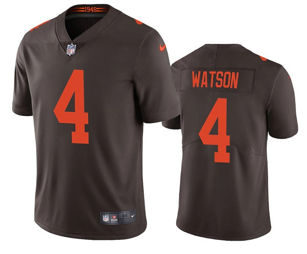 Men's Cleveland Browns #4 Deshaun Watson Brown Color Rush Vapor Untouchable Limited Stitched Jersey - Click Image to Close