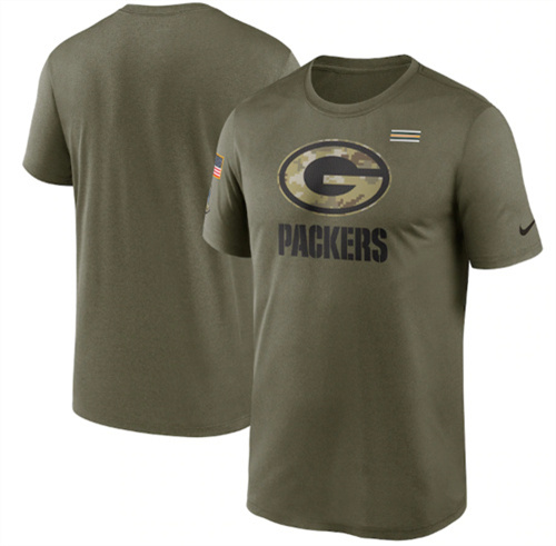 Men's Green Bay Packers 2021 Olive Salute To Service Legend Performance T-Shirt - Click Image to Close