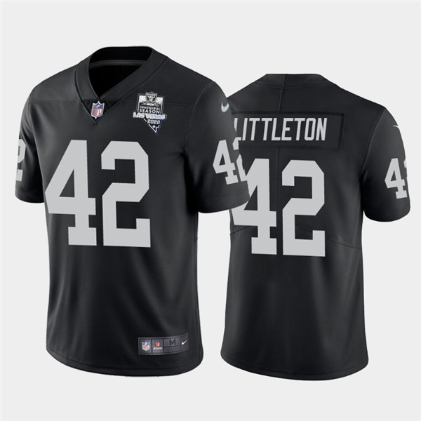 Men's Oakland Raiders Black #42 Cory Littleton 2020 Inaugural Season Vapor Limited Stitched NFL Jersey - Click Image to Close