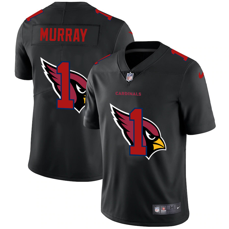 Men's Arizona Cardinals #1 Kyler Murray Black Shadow Logo Limited Stitched NFL Jersey - Click Image to Close