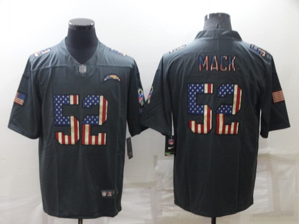 Men's Los Angeles Chargers #52 Khalil Mack Gray Salute To Service USA Flag Stitched Jersey - Click Image to Close