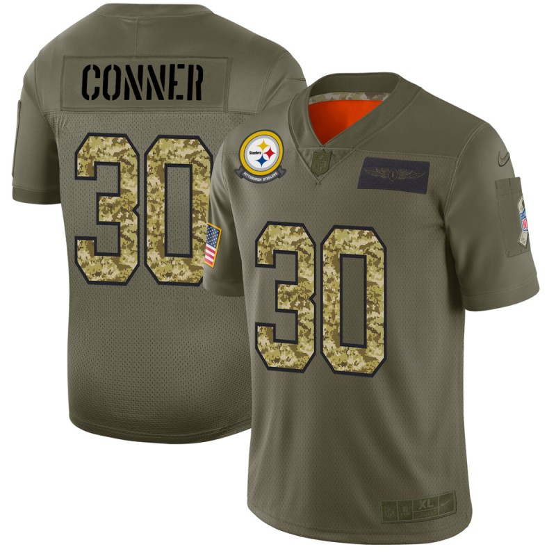 Men's Pittsburgh Steelers #30 James Conner 2019 Olive/Camo Salute To Service Limited Stitched NFL Jersey - Click Image to Close