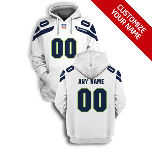 Seattle Seahawks Active Player Custom 2021 White Pullover Hoodie(Stitched number&name) - Click Image to Close