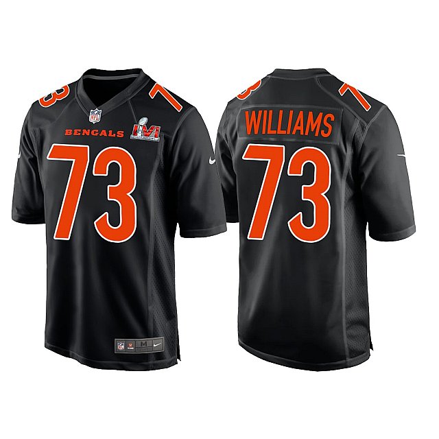 Men's Cincinnati Bengals #73 Jonah Williams 2022 Black Super Bowl LVI Game Stitched Jersey - Click Image to Close