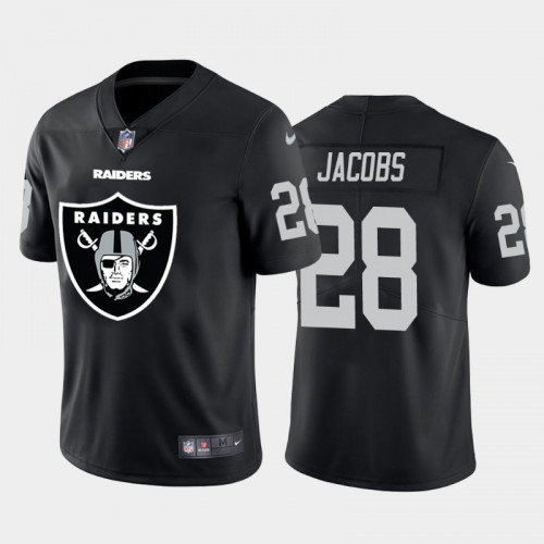 Men's Oakland Raiders #28 Derek Carr Big Logo Black Limited NFL Stitched Jersey - Click Image to Close