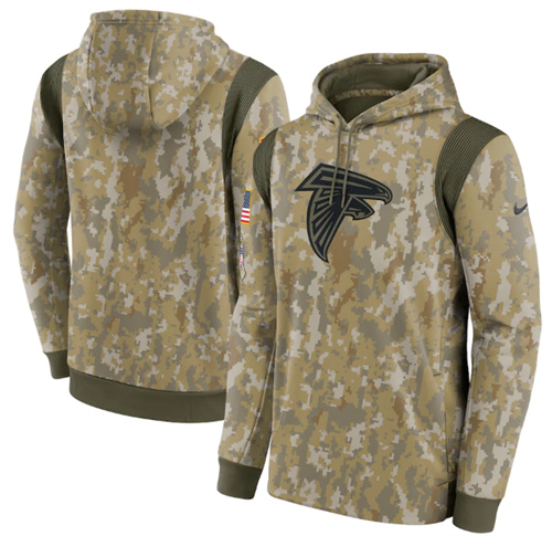 Men's Atlanta Falcons Camo 2021 Salute To Service Therma Performance Pullover Hoodie