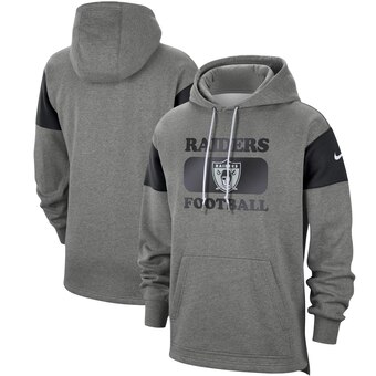 Men's Oakland Raiders 2019 Grey Fan Gear Historic Pullover Hoodie.