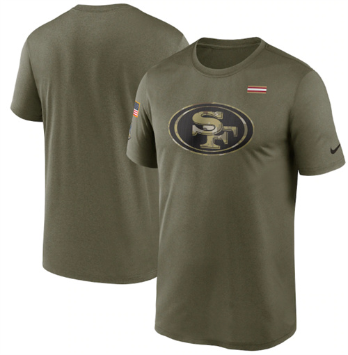 Men's San Francisco 49ers 2021 Olive Salute To Service Legend Performance T-Shirt - Click Image to Close