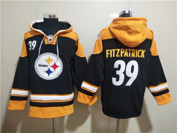 Men's Pittsburgh Steelers #39 Minkah Fitzpatrick Black Ageless Must-Have Lace-Up Pullover Hoodie - Click Image to Close