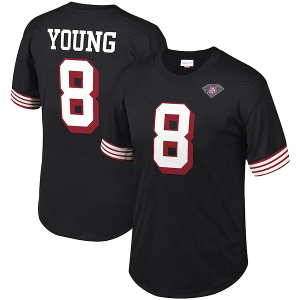 Men's San Francisco 49ers #8 Steve Young Black Stitched Jersey