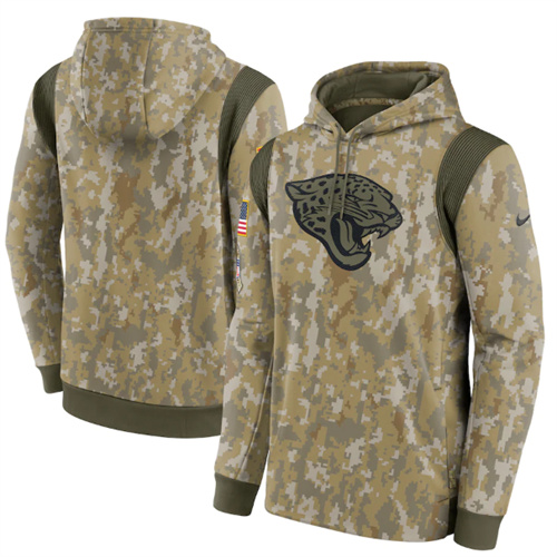 Men's Jacksonville Jaguars Camo 2021 Salute To Service Therma Performance Pullover Hoodie