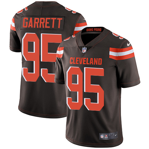 Men's Cleveland Browns #95 Myles Garrett Brown Vapor Untouchable Limited Stitched Jersey - Click Image to Close