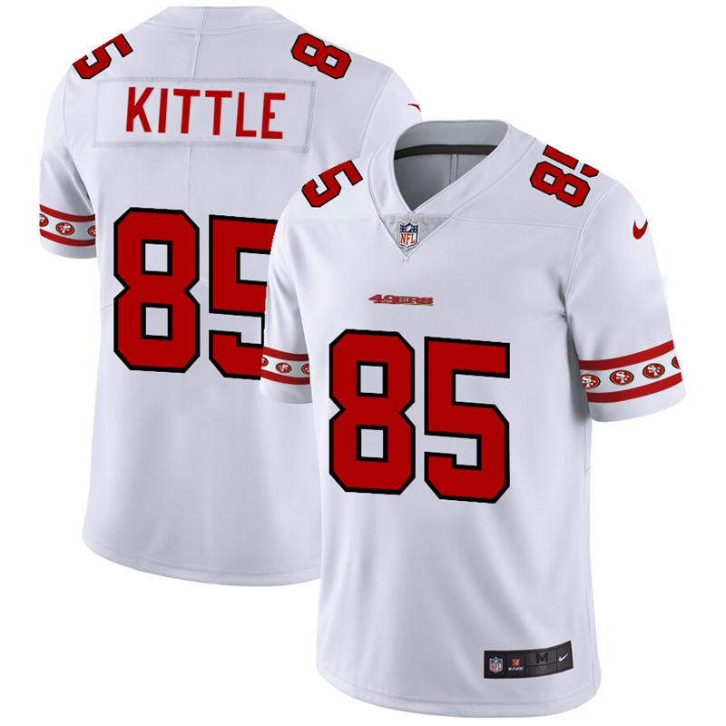 Men's San Francisco 49ers #85 George Kittle White 2019 Team Logo Cool Edition Stitched NFL Jersey - Click Image to Close