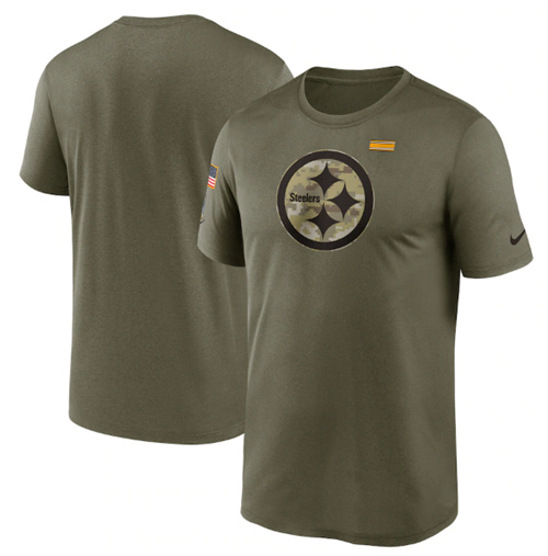 Men's Pittsburgh Steelers 2021 Olive Salute To Service Legend Performance T-Shirt - Click Image to Close