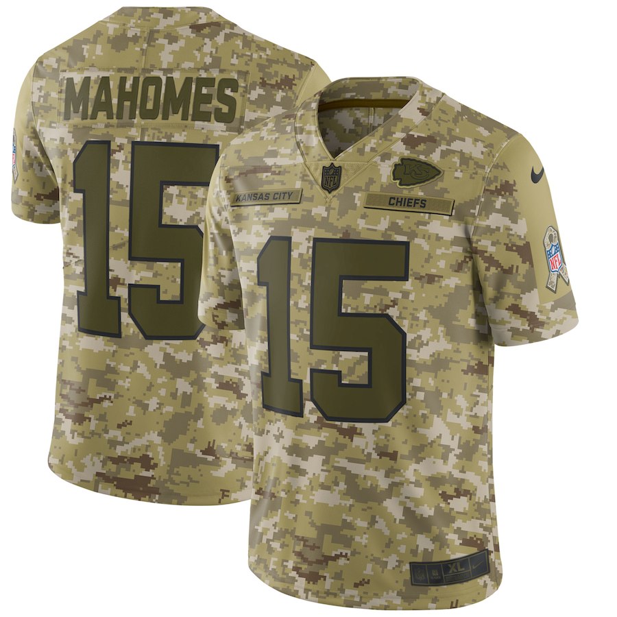 Men??s Kansas City Chiefs #15 Patrick Mahomes 2018 Camo Salute To Service Limited Stitched NFL Jersey - Click Image to Close