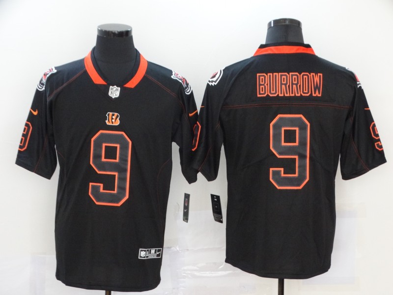 Men's Cincinnati Bengals #9 Joe Burrow Black Lights Out Color Rush Limited Stitched NFL Jersey