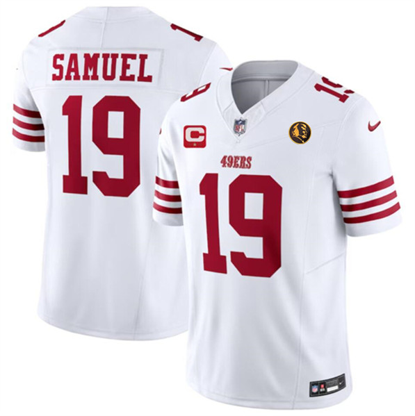 Men's San Francisco 49ers #19 Deebo Samuel White 2023 F.U.S.E. With 1-star C Patch And John Madden Patch Vapor Limited Football Stitched Jersey - Click Image to Close