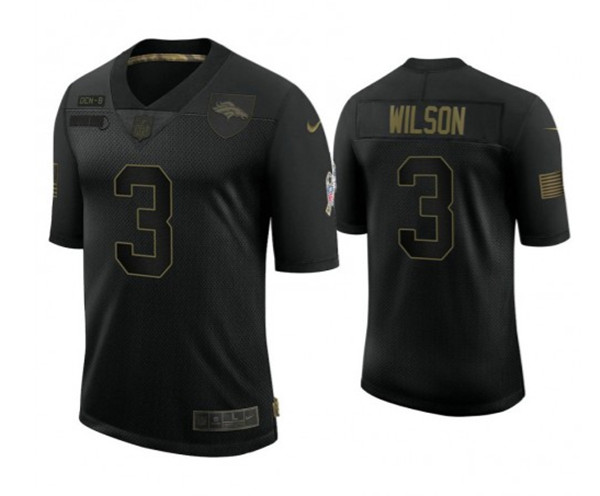 Men's Denver Broncos #3 Russell Wilson Black Salute To Service Limited Stitched Jersey - Click Image to Close