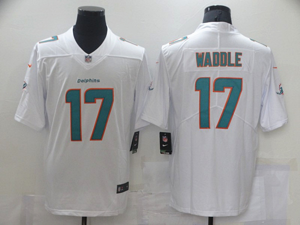 Men's Miami Dolphins #17 Jaylen Waddle White 2021 Vapor Untouchable Limited Stitched NFL Jersey - Click Image to Close