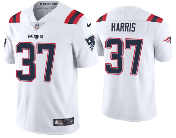 Men's New England Patriots #37 Damien Harris 2020 White Vapor Untouchable Limited Stitched NFL Jersey - Click Image to Close