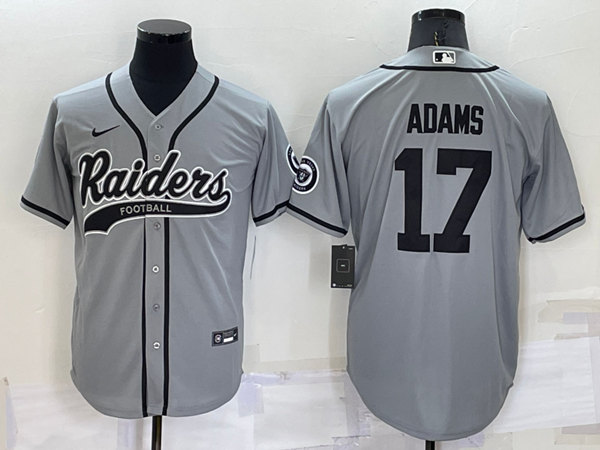 Men's Las Vegas Raiders #17 Davante Adams Grey Cool Base Stitched Baseball Jersey - Click Image to Close