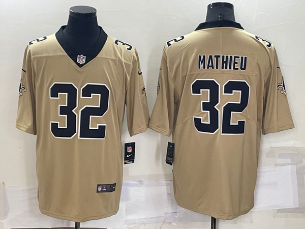 Men's New Orleans Saints #32 Tyrann Mathieu Gold Inverted Legend Stitched Jersey - Click Image to Close