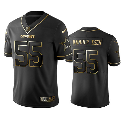 Men's Dallas Cowboys #55 Leighton Vander Esch Black 2019 Golden Edition Stitched NFL Jersey - Click Image to Close