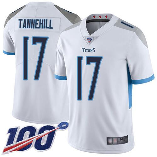 Men's Tennessee Titans #17 Ryan Tannehill 2019 White 100th Season Vapor Untouchable Limited Stitched NFL Jersey - Click Image to Close