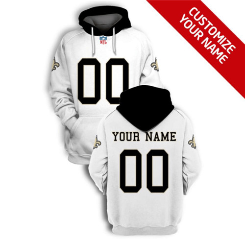 New Orleans Saints Active Player Custom 2021 White Pullover Hoodie(Stitched number&name)