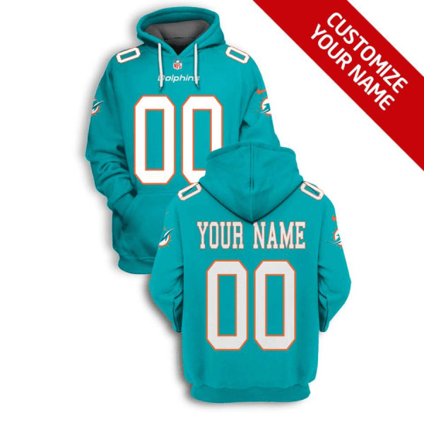 Miami Dolphins Active Player Custom 2021 Aqua Pullover Hoodie(Stitched number&name) - Click Image to Close