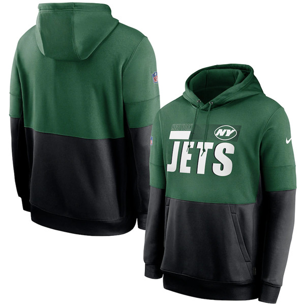 Men's New York Jets Green/Black Sideline Impact Lockup Performance Pullover Hoodie