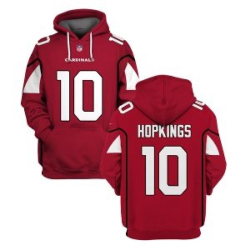 Men's Arizona Cardinals #10 DeAndre Hopkins 2021 Red Pullover Hoodie - Click Image to Close