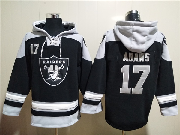 Men's Las Vegas Raiders #17 Davante Adams Black Ageless Must-Have Lace-Up Pullover Hoodie - Click Image to Close