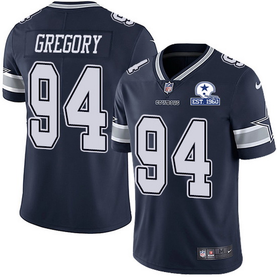 Men's Dallas Cowboys #94 Randy Gregory Navy With Est 1960 Patch Limited Stitched NFL Jersey - Click Image to Close