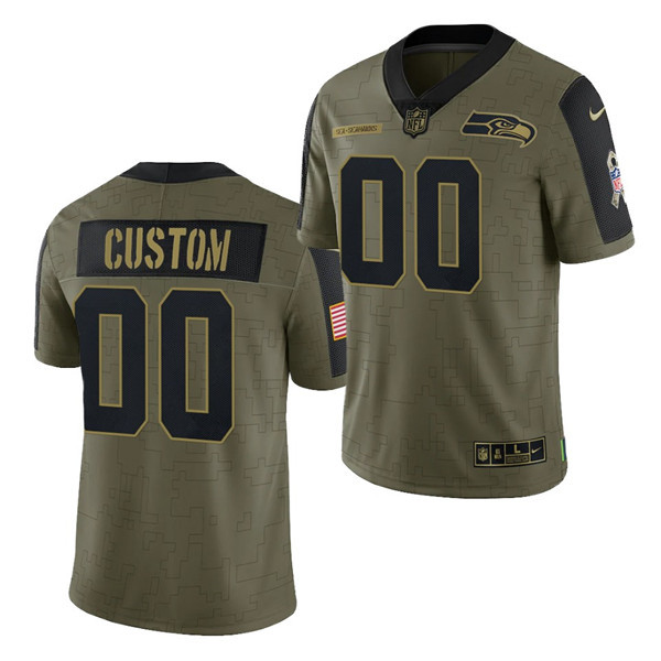 Men's Seattle Seahawks ACTIVE PLAYER 2021 Olive Salute To Service Limited Stitched Jersey