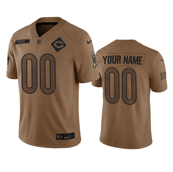 Men's Chicago Bears Active Player Custom 2023 Brown Salute To Service Limited Football Stitched Jersey - Click Image to Close