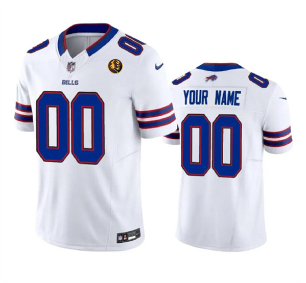 Men's Buffalo Bills Active Player Custom White 2023 F.U.S.E. With John Madden Patch Vapor Limited Football Stitched Jersey