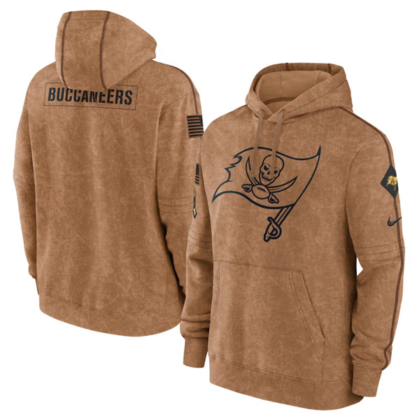 Men's Tampa Bay Buccaneers 2023 Brown Salute to Service Pullover Hoodie - Click Image to Close