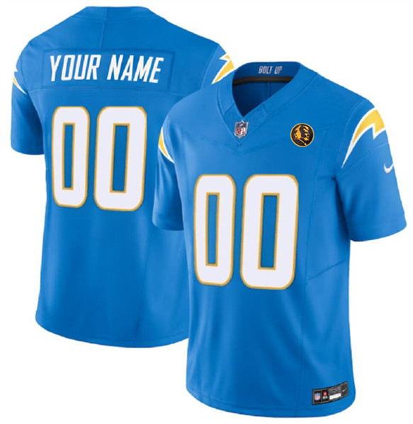 Men's Los Angeles Chargers Active Player Custom Light Blue 2023 F.U.S.E. With John Madden Patch Vapor Limited Football Stitched Jersey - Click Image to Close